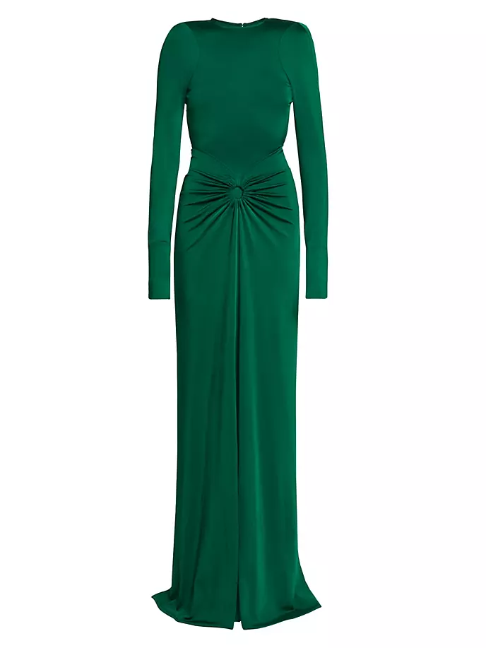цена Платье из джерси с открытой спиной и уплотнительным кольцом Victoria Beckham, цвет viridian