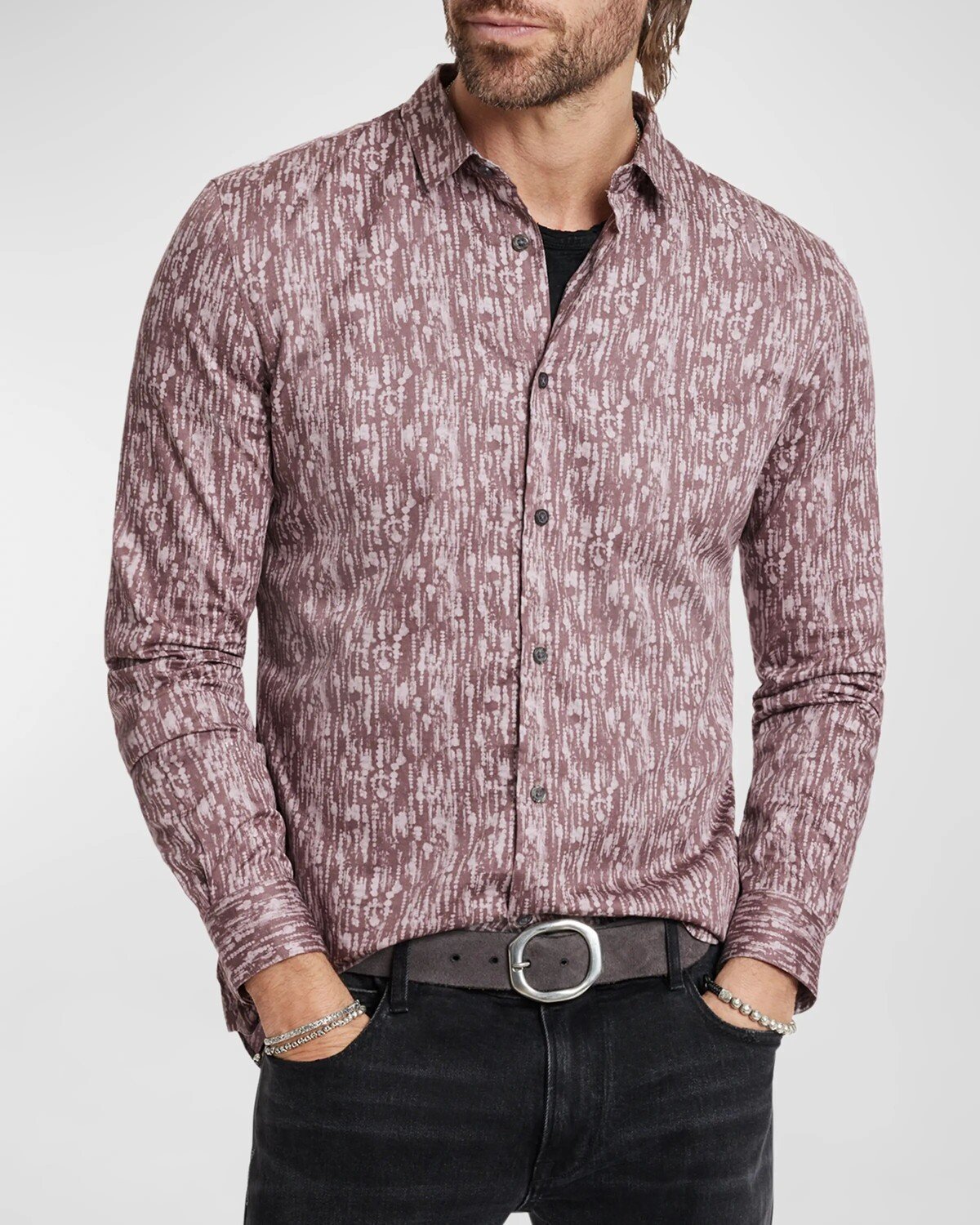 

Мужская спортивная рубашка узкого кроя Ross John Varvatos, цвет Worn Mauve
