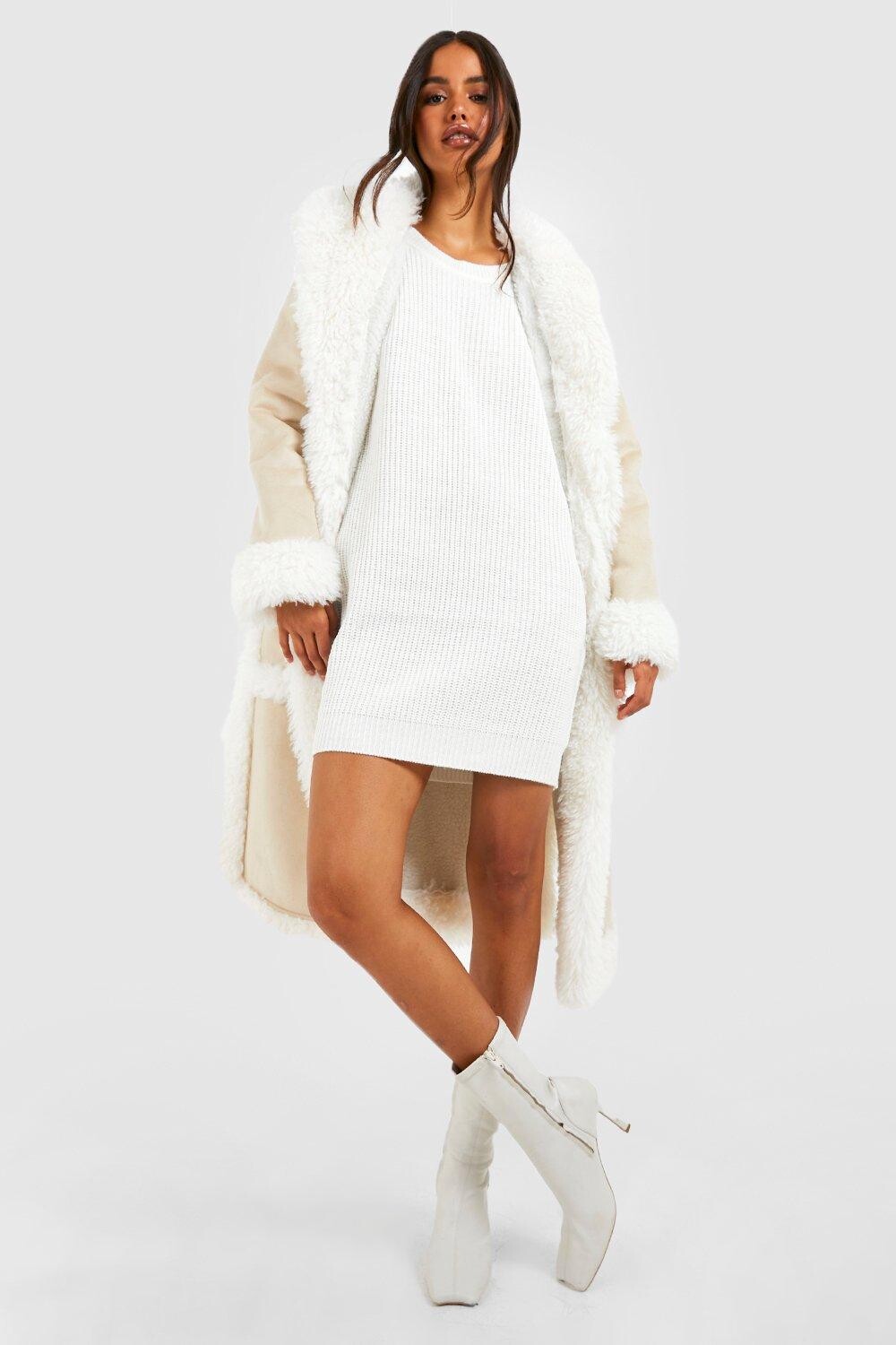

Платье-свитер с круглым вырезом Boohoo, кремовый
