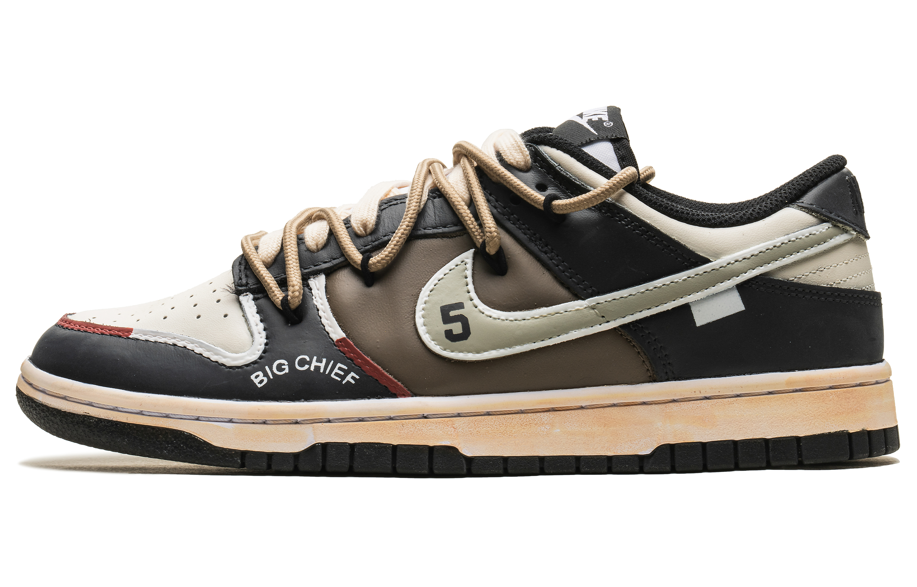 

Кроссовки Nike Dunk Skateboarding Shoes Women's Low-top Angora/True Brown/Black, черный