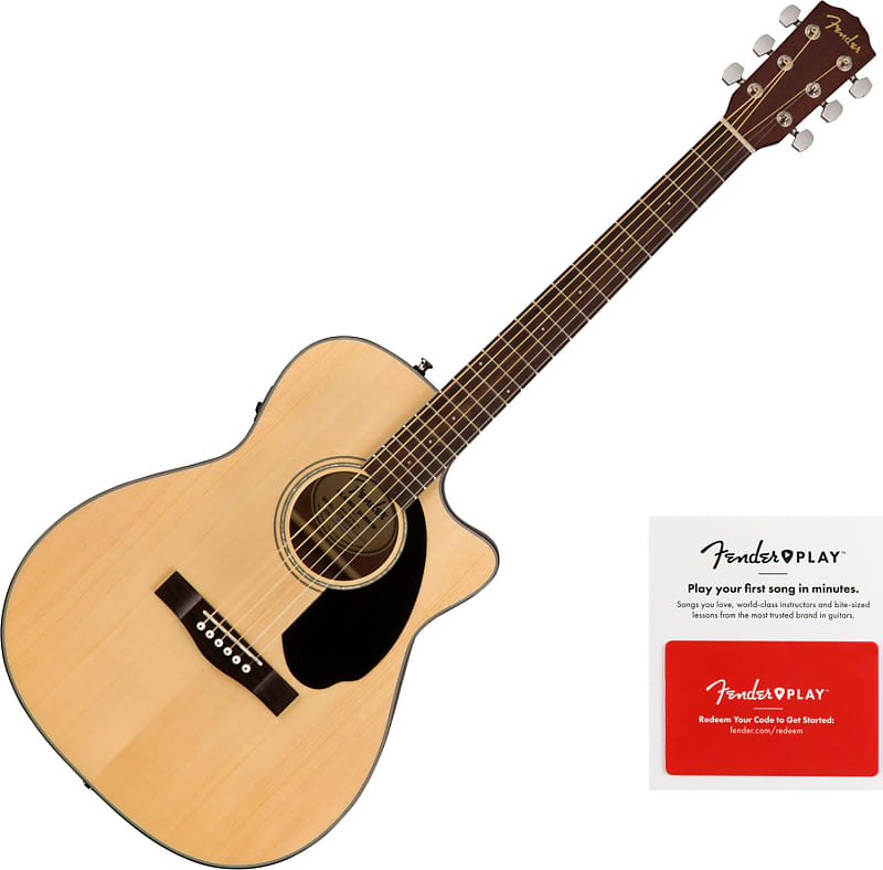 Акустическая гитара Fender 0970153021 CC-60SCE Concert, Walnut Fingerboard, Natural w/ Fender Play Card