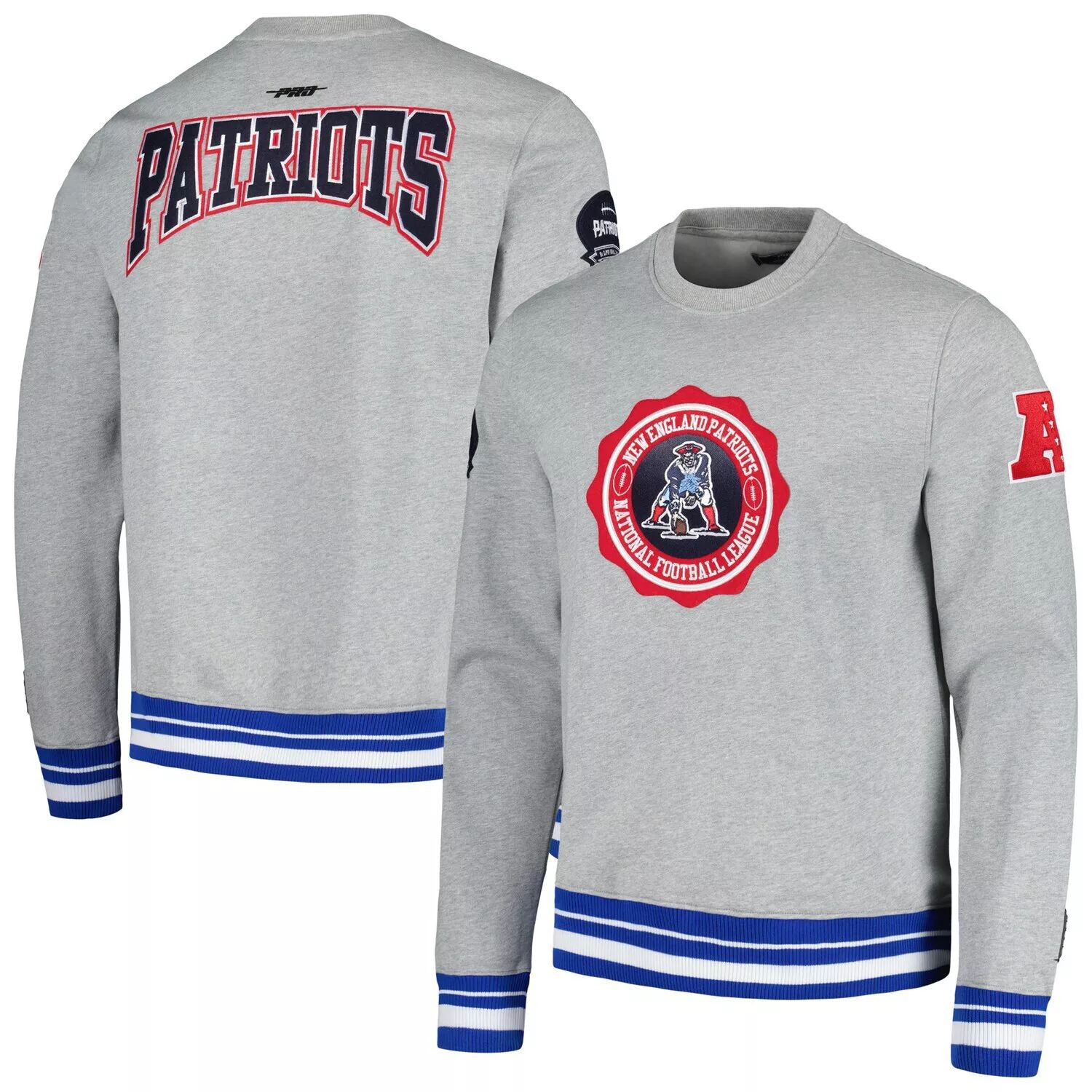 

Мужской пуловер с эмблемой Pro Standard Heather Grey New England Patriots Crest Emblem, толстовка