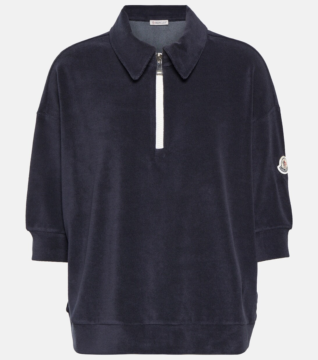 

Рубашка поло из хлопковой махровой ткани MONCLER, синий