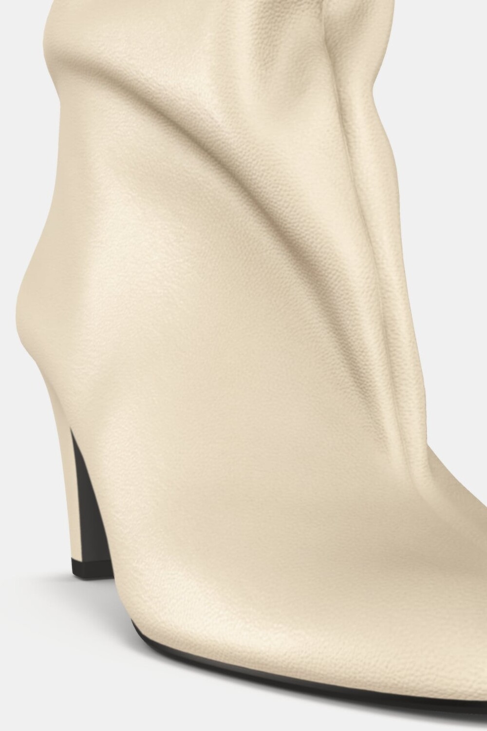 

Ботинки из мягкой кожи на высоком каблуке ZARA, экрю-белый