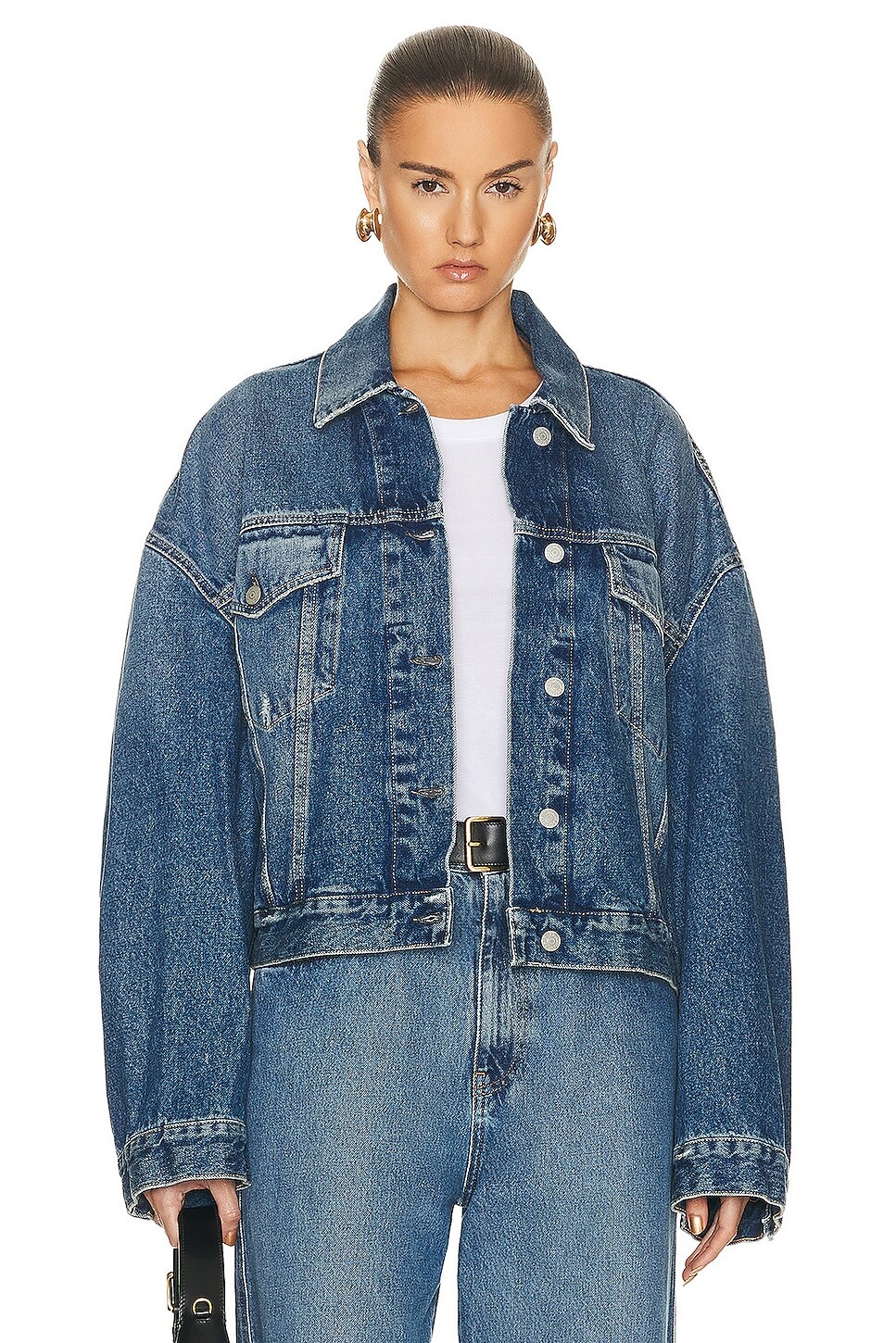 

Куртка Acne Studios Oversized Cropped Denim, цвет Mid Blue
