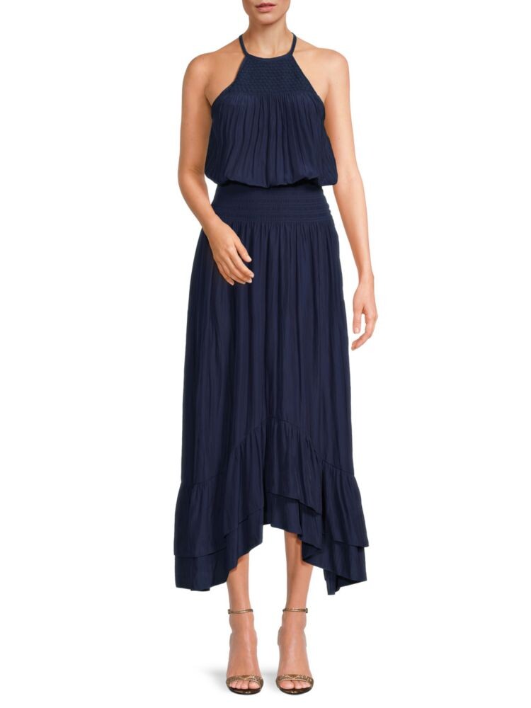 

Асимметричное платье-блузон макси Bianca Ramy Brook, цвет Spring Navy