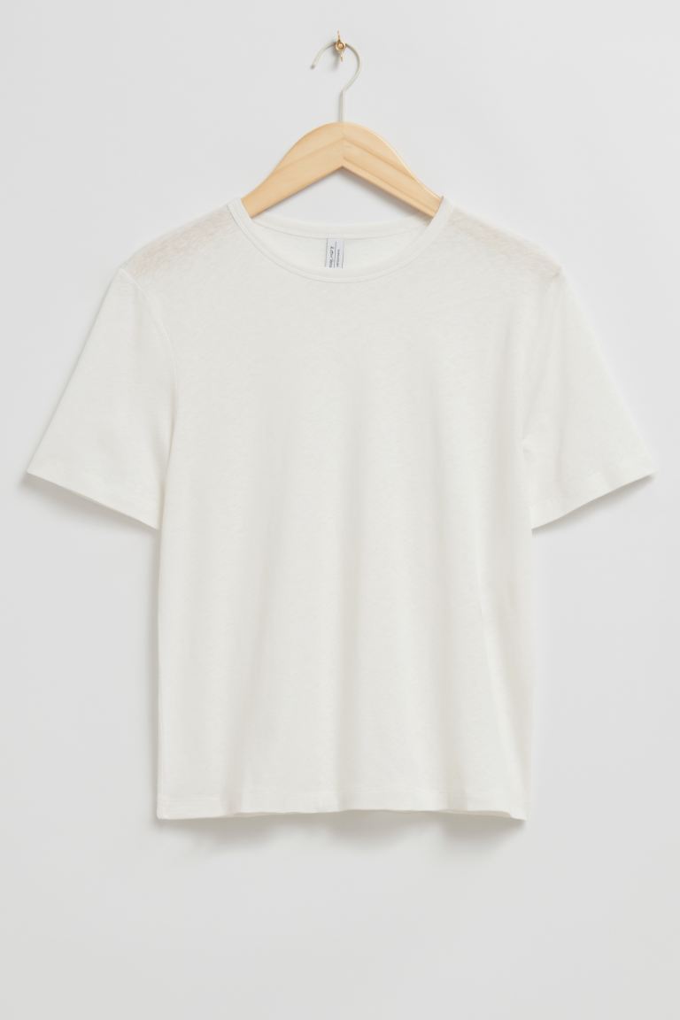 Футболка с круглым вырезом и другие истории H&M, белый футболка с круглым вырезом jess объемный покрой s белый