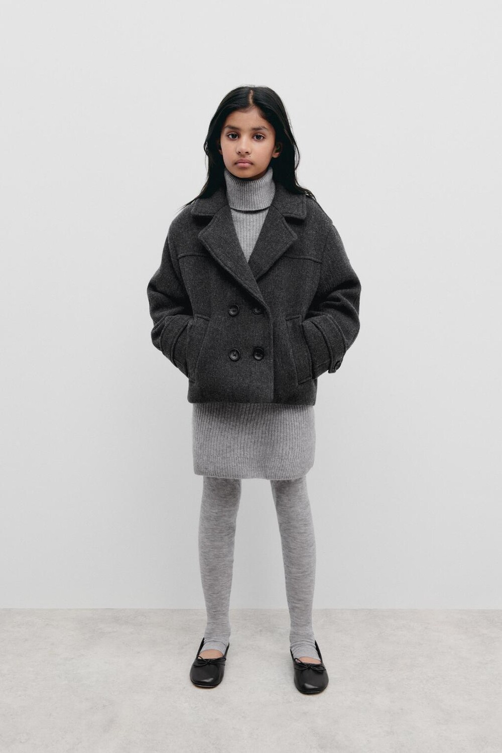 

Укороченное пальто manteco из полушерсти ZARA, антрацитовый серый