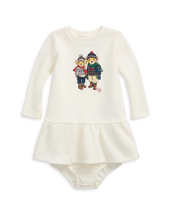

Флисовое платье и шаровары Polo Ralph Lauren для девочек Polo Bear – для малышей, белый