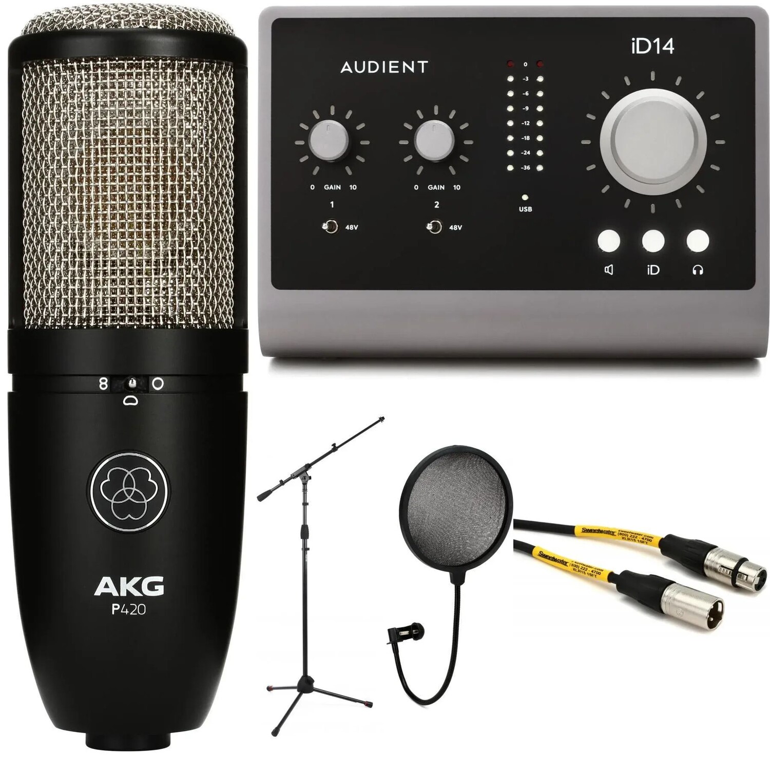 

Аудиоинтерфейс Audient ID14mk2 с AKG Perception 420