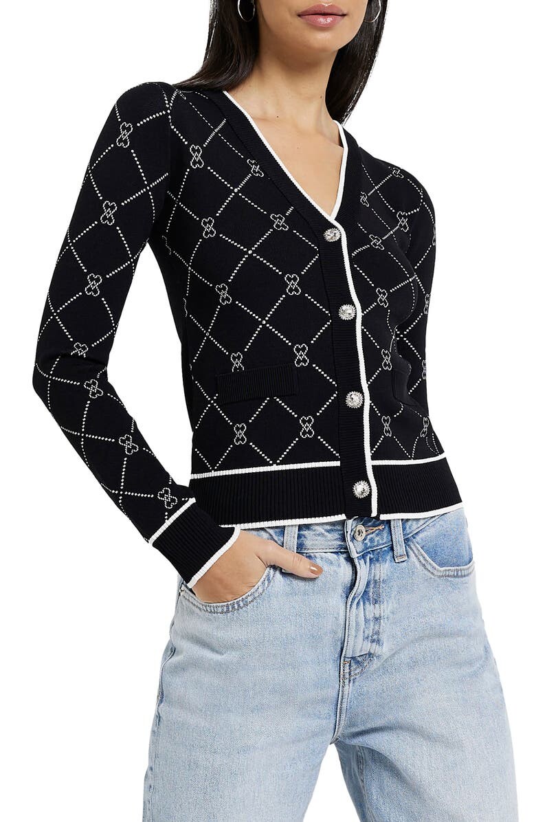 

Кардиган с ромбами и сердцем RIVER ISLAND, черный