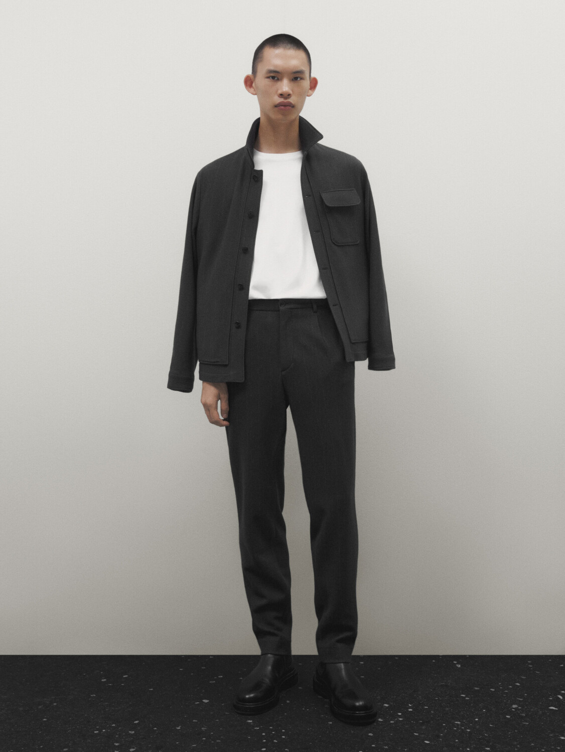 

Брюки из полушерсти в полоску Massimo Dutti, синий