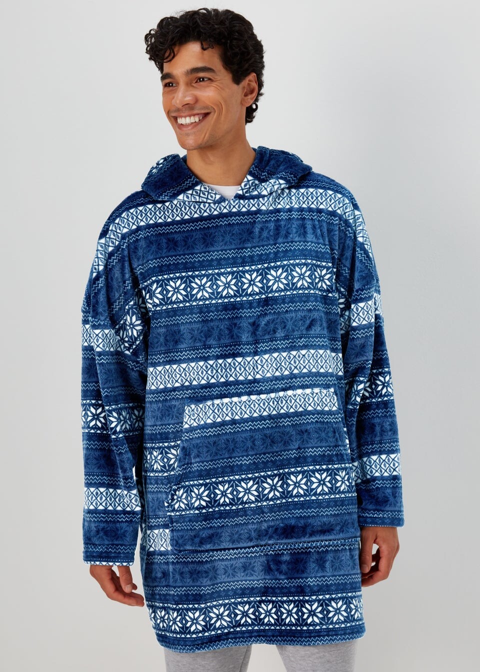 

Синее уютное худи с принтом Fairisle Easy, Синий