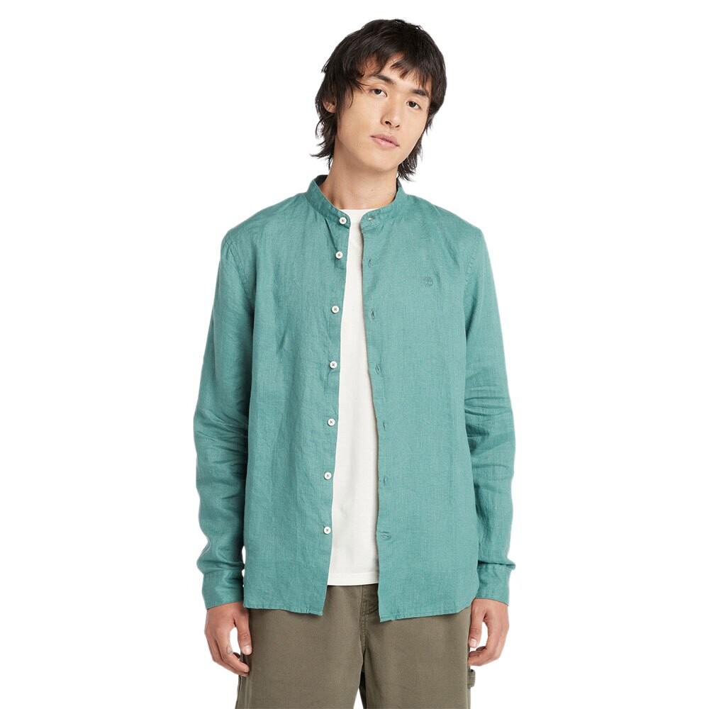 

Рубашка с длинным рукавом Timberland Mill Brook Linen Korean Collar, зеленый