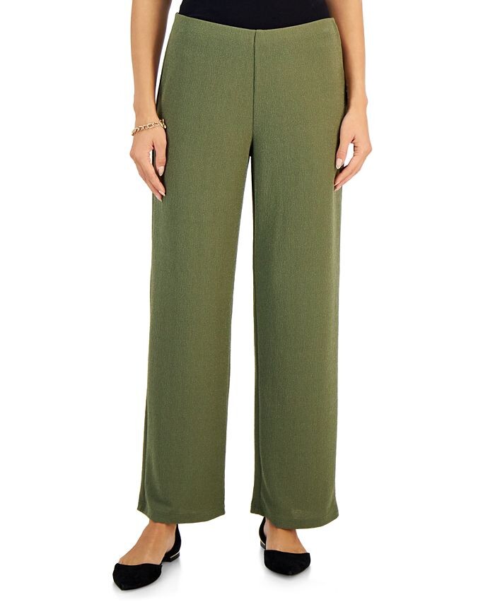 

Новые женские блестящие широкие брюки без застежки JM Collection, зеленый