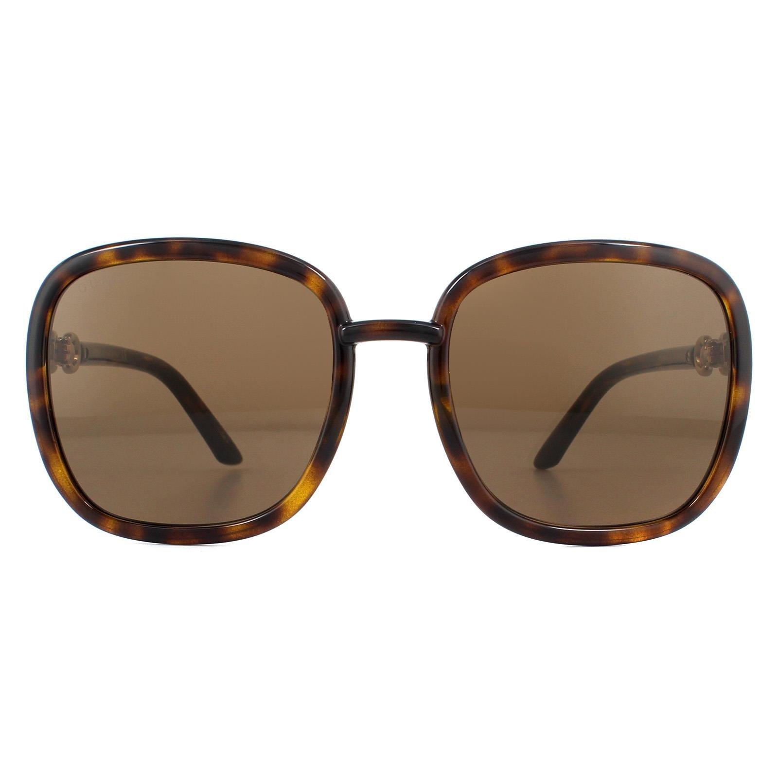 Квадратные темные гаванно-коричневые солнцезащитные очки Gucci, коричневый