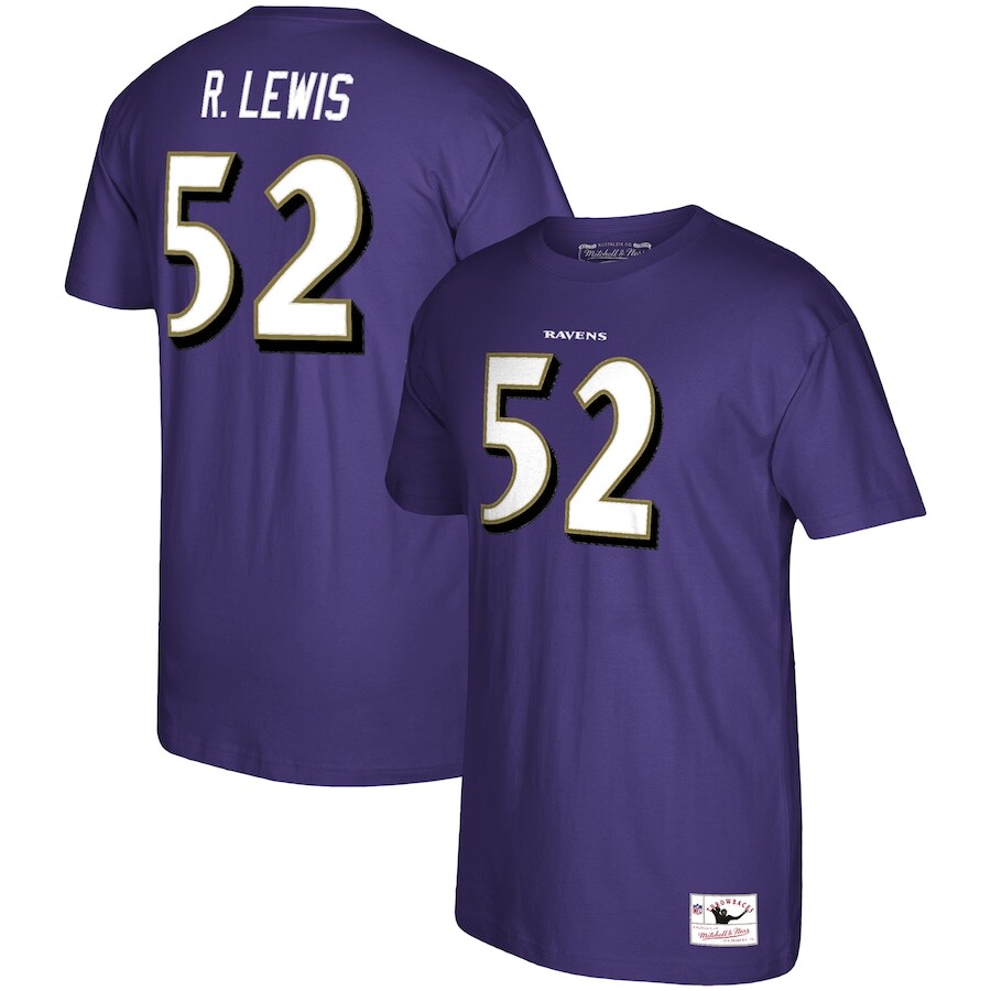 

Футболка с именем и номером Mitchell & Ness Baltimore Ravens, фиолетовый