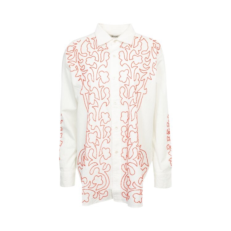 

Рубашка Bode Beaded Crossvine 'White/Red', белый