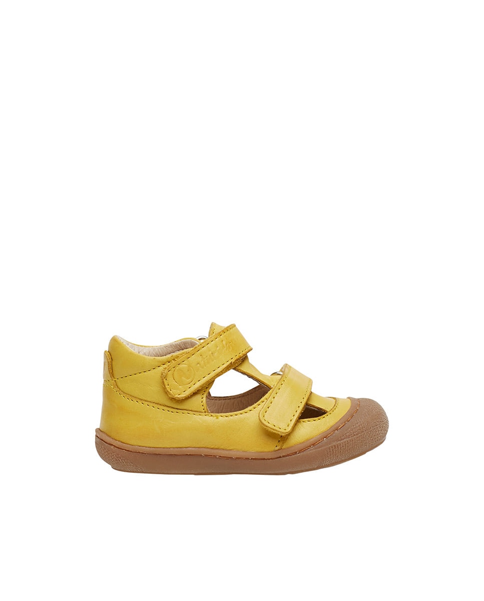 Детские кожаные сандалии с застежкой-липучкой Naturino, желтый