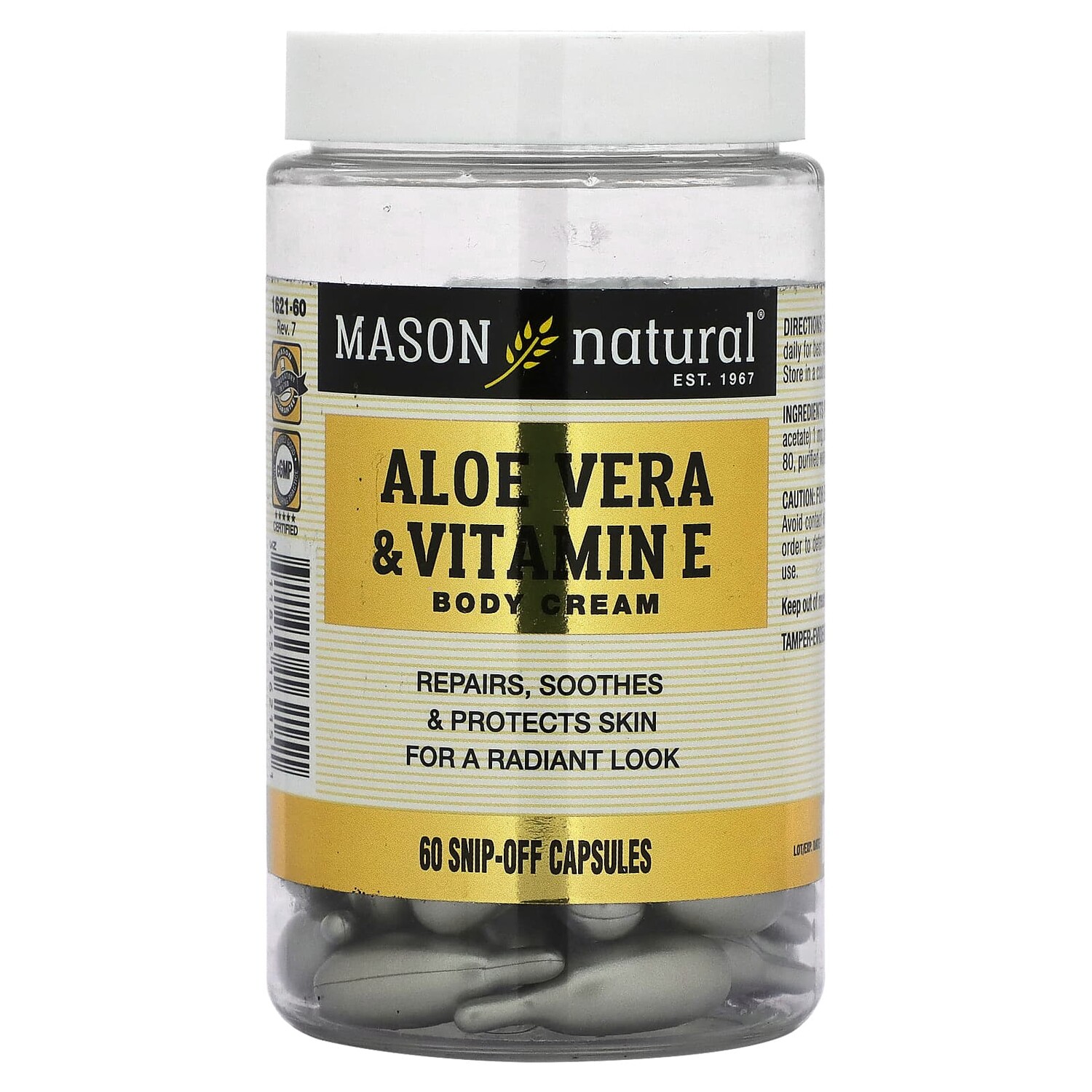 

Крем для тела с алоэ вера и витамином Е, 60 капсул, Mason Natural