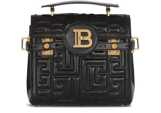 

Стеганая кожаная сумка B-Buzz 23 Balmain, темно-серый