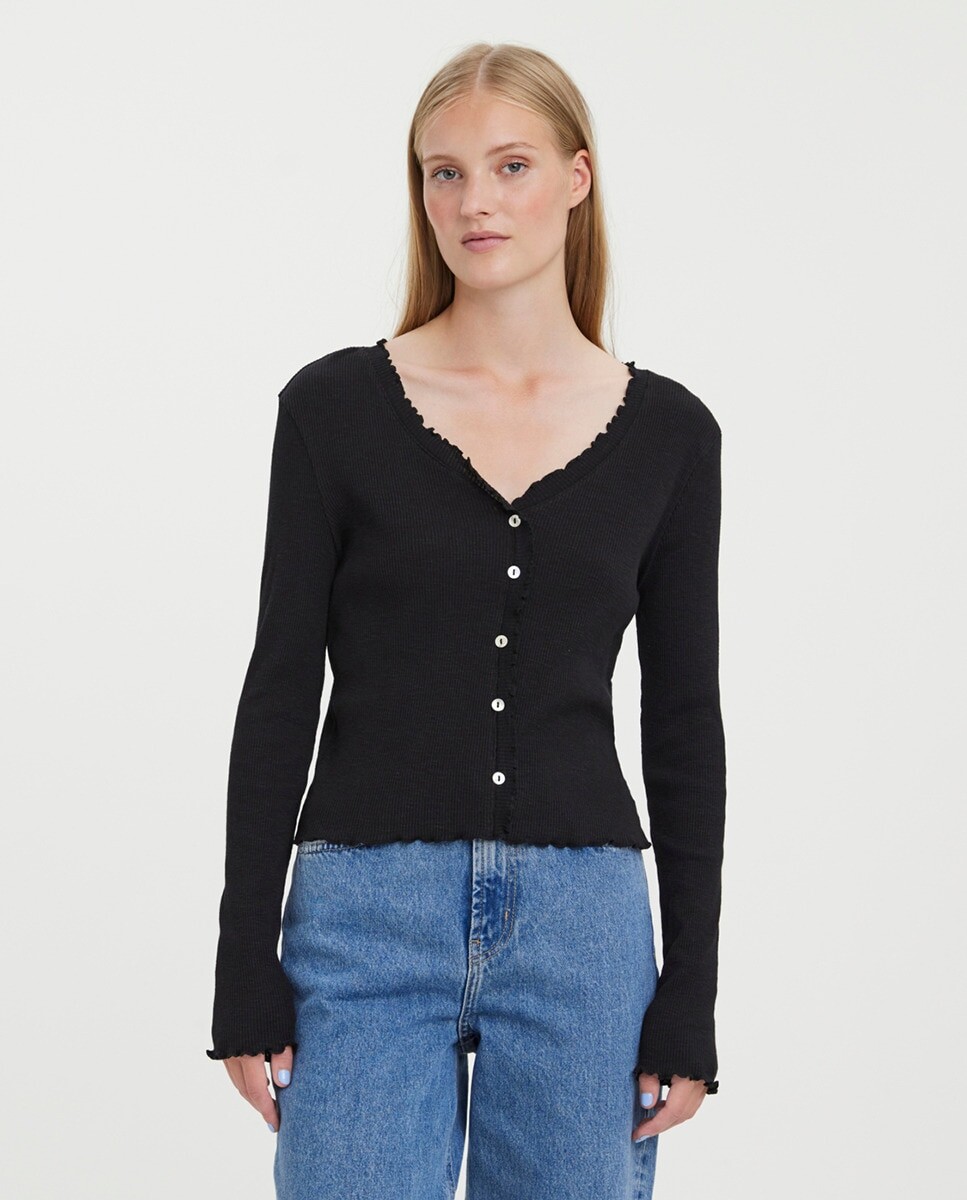 

Женский кардиган на пуговицах с длинными рукавами Vero Moda, черный