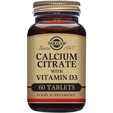 Цитрат кальция с таблетками витамина D3 — здоровые кости и зубы — высокоэффективная формула — без глютена, Solgar