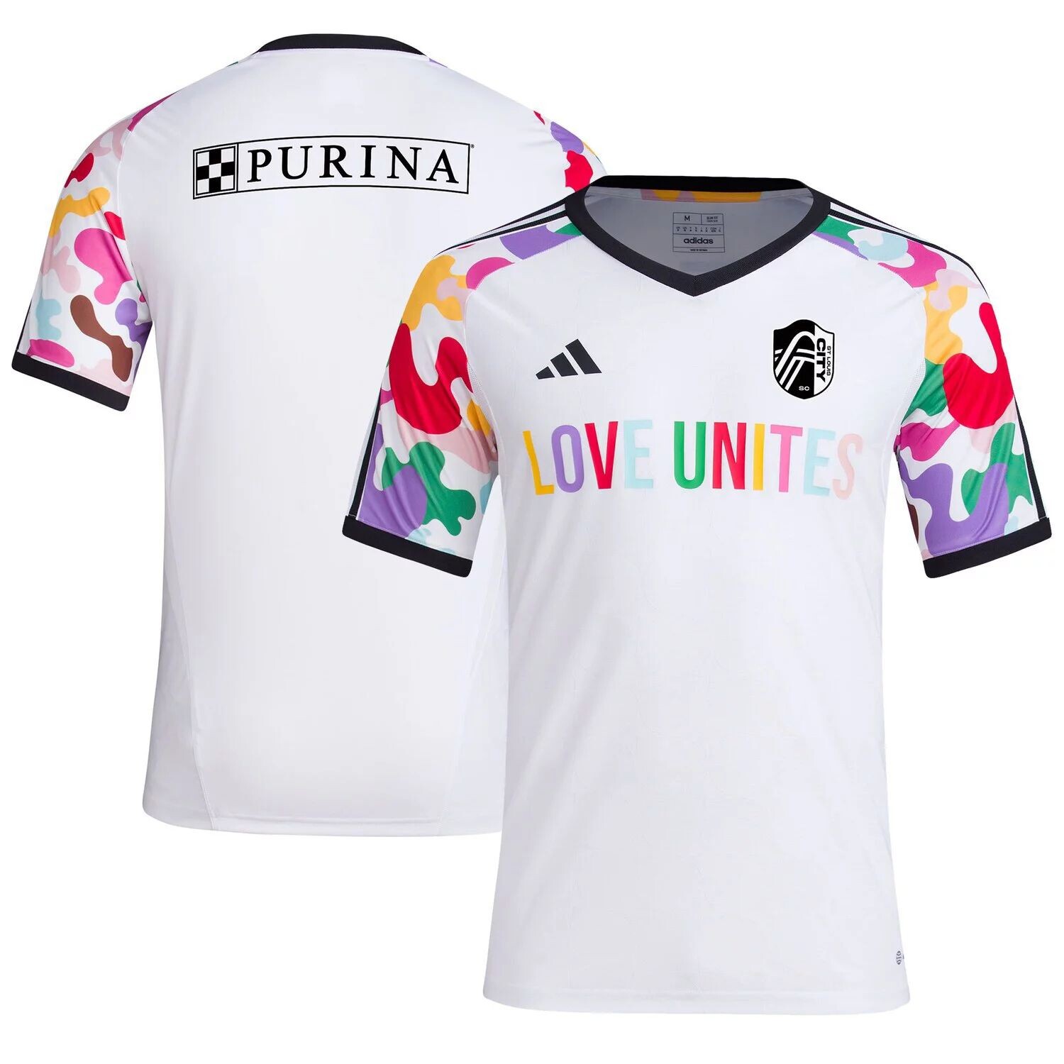 

Мужская белая предматчевая футболка St. Louis City SC 2023 Pride adidas, Белый