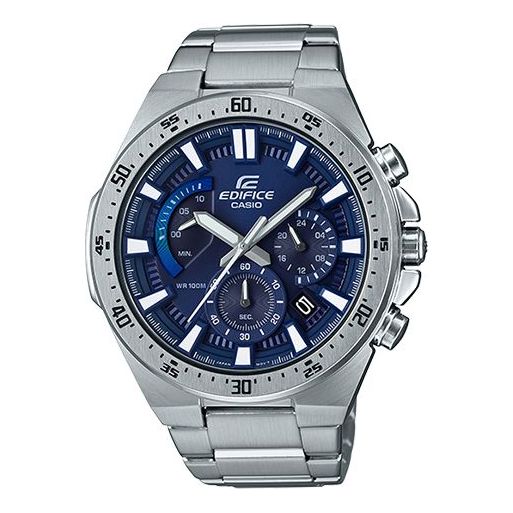Часы Men's CASIO EDIFICE waterproof Silver Watch Mens Blue Analog, синий