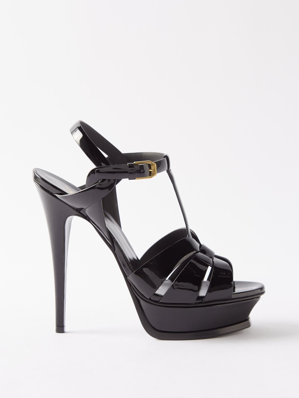 

Кожаные босоножки на платформе tribute 135 Saint Laurent, черный