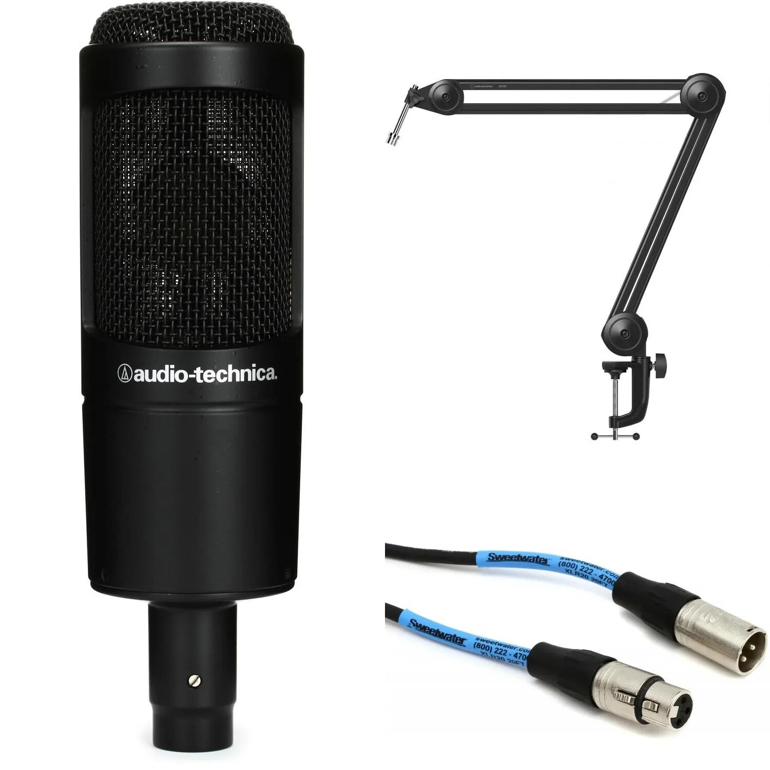 

Audio-Technica AT2035 Конденсаторный микрофон с большой диафрагмой и подставка для вещания в комплекте