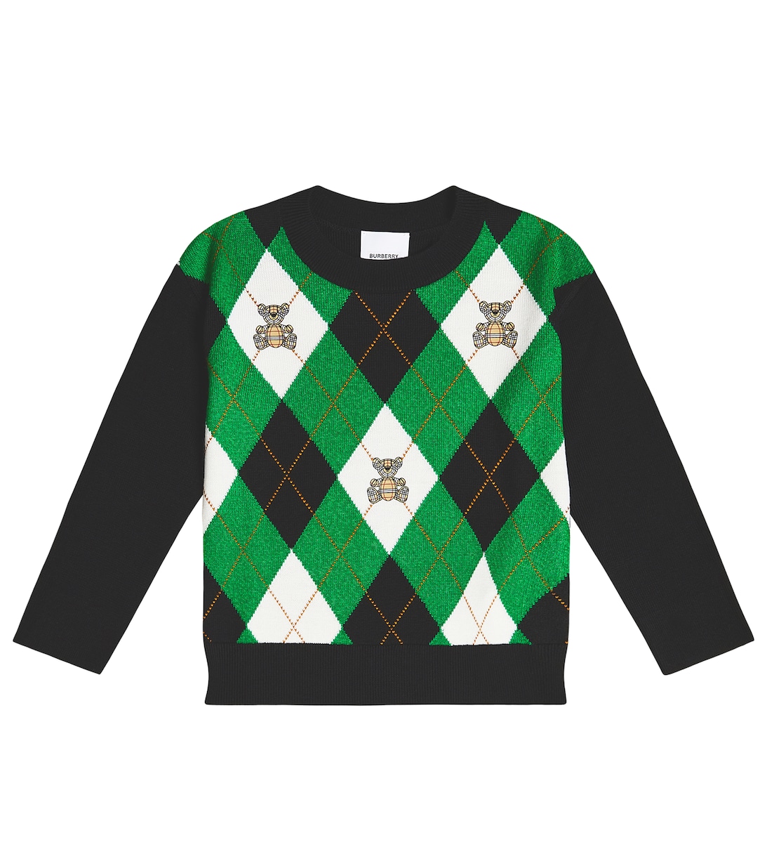 Шерстяной свитер с ромбами Thomas Bear Burberry, зеленый