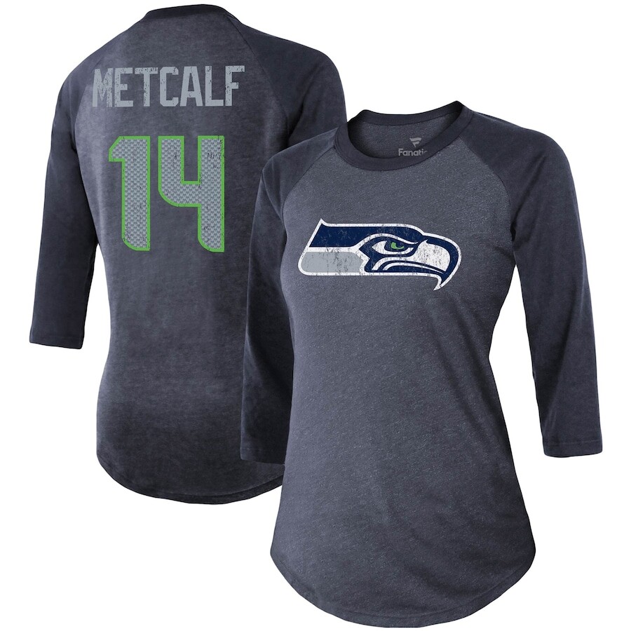 

Футболка с именем и номером Majestic Threads Seattle Seahawks, нави
