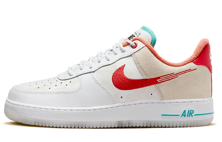 

Кроссовки Nike Air Force 1 Low '07 PRM Just Do It, белый / красный / бирюзовый