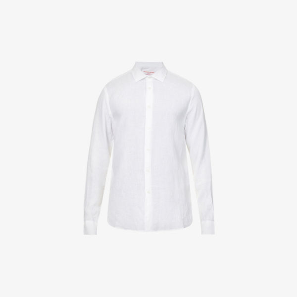 цена Льняная рубашка Giles классического кроя Orlebar Brown, белый