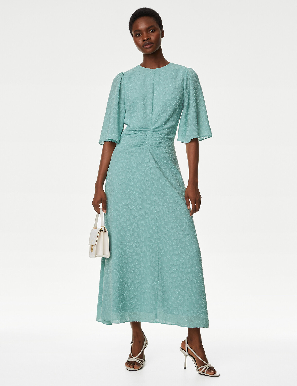

Жаккардовое чайное платье Midaxi с животным принтом Marks & Spencer, бирюзовый