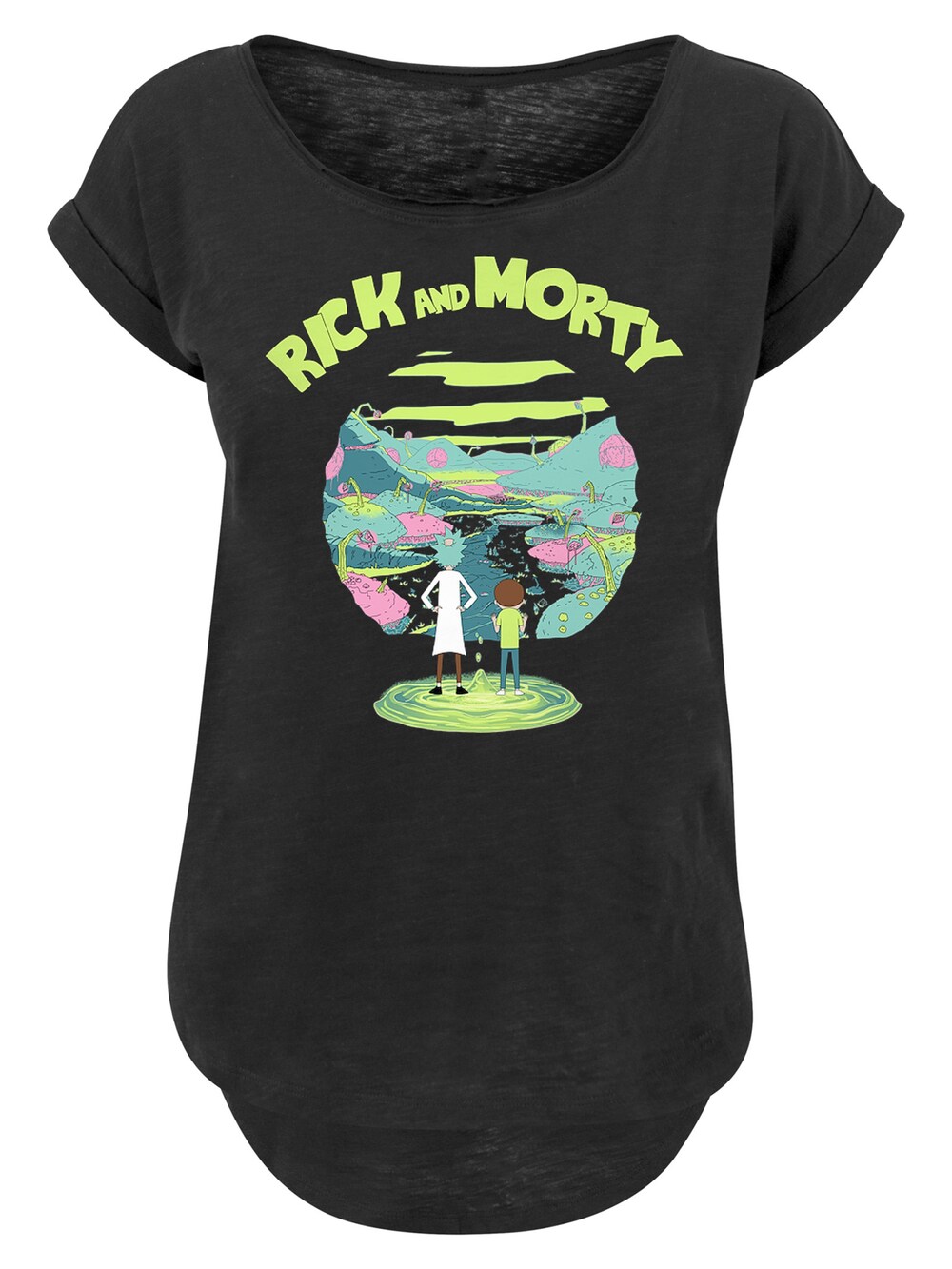 Рубашка F4NT4STIC Rick and Morty Portal, черный сувенир pyramid 3d rick and morty portal