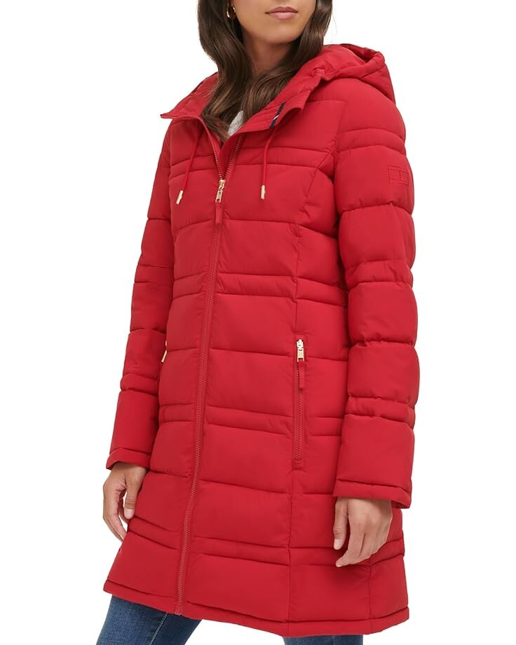 

Куртка Tommy Hilfiger Zip-Up Packable Long Jacket, цвет Crimson