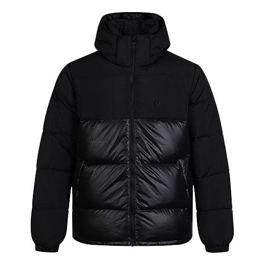 Пуховик adidas originals Down Regen Puff Stay Warm Splicing Sports hooded down Jacket Black, черный цена и фото