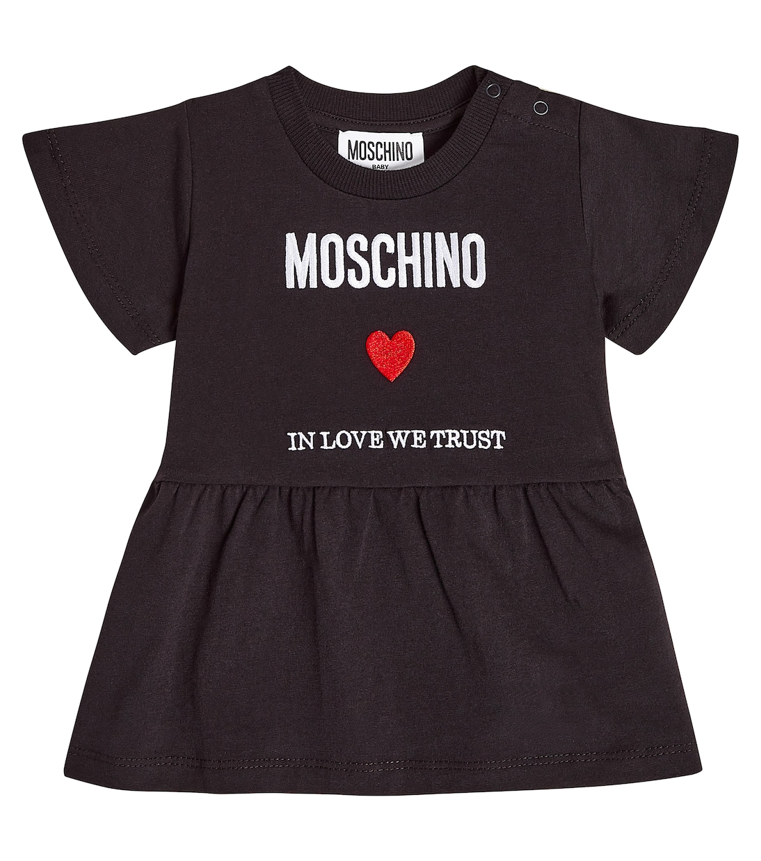 

Платье из хлопкового джерси с детским принтом Moschino Kids, черный