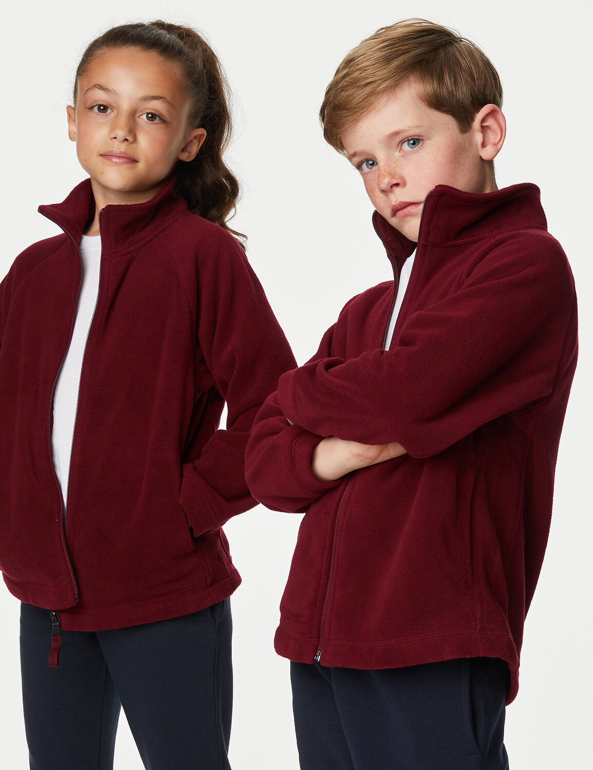 

Флис на молнии унисекс (2–16 лет) Marks & Spencer, бургундия