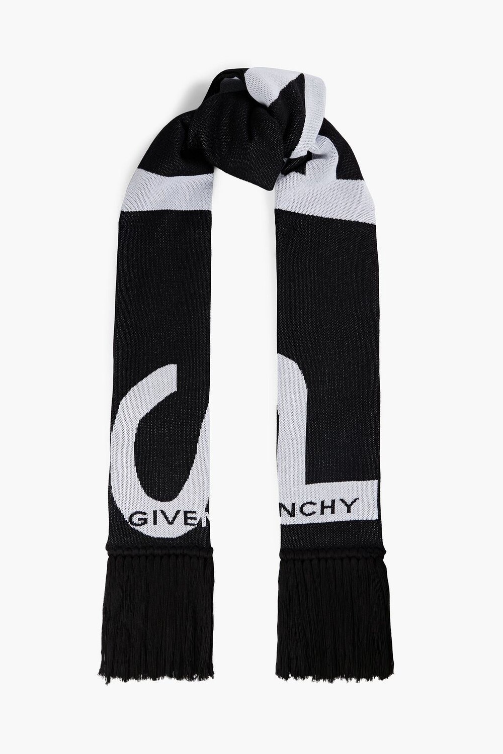 

Хлопковый шарф жаккардовой вязки GIVENCHY, черный