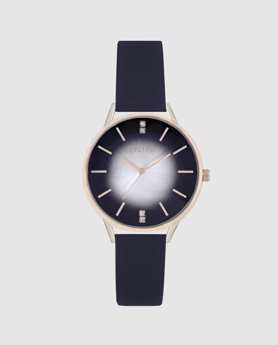 

Pontina CY10875 синие кожаные мужские часы Pontina, темно-синий