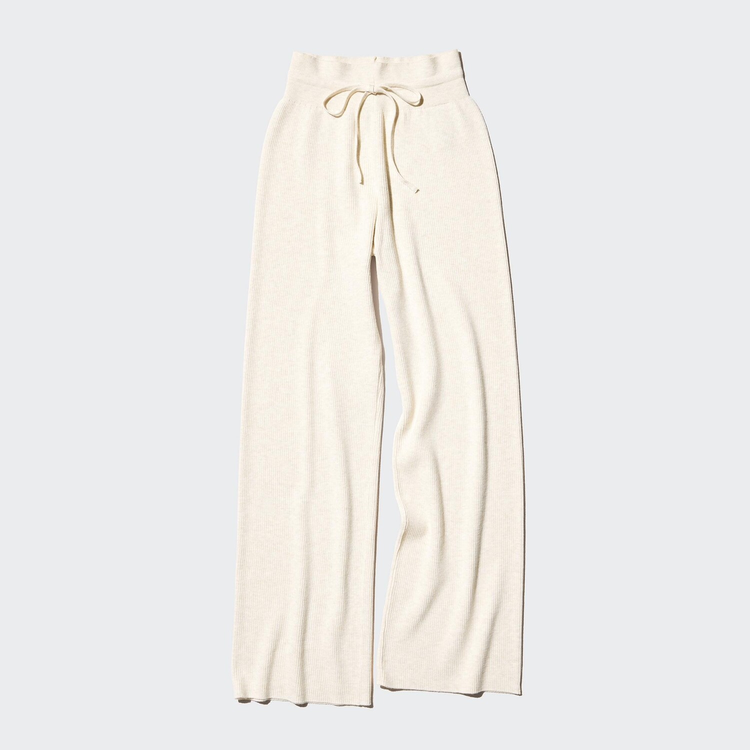 

Брюки UNIQLO трикотажные в рубчик удлиненные, бежевый