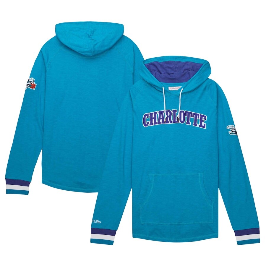 

Пуловер с капюшоном Mitchell & Ness Charlotte Hornets, бирюзовый