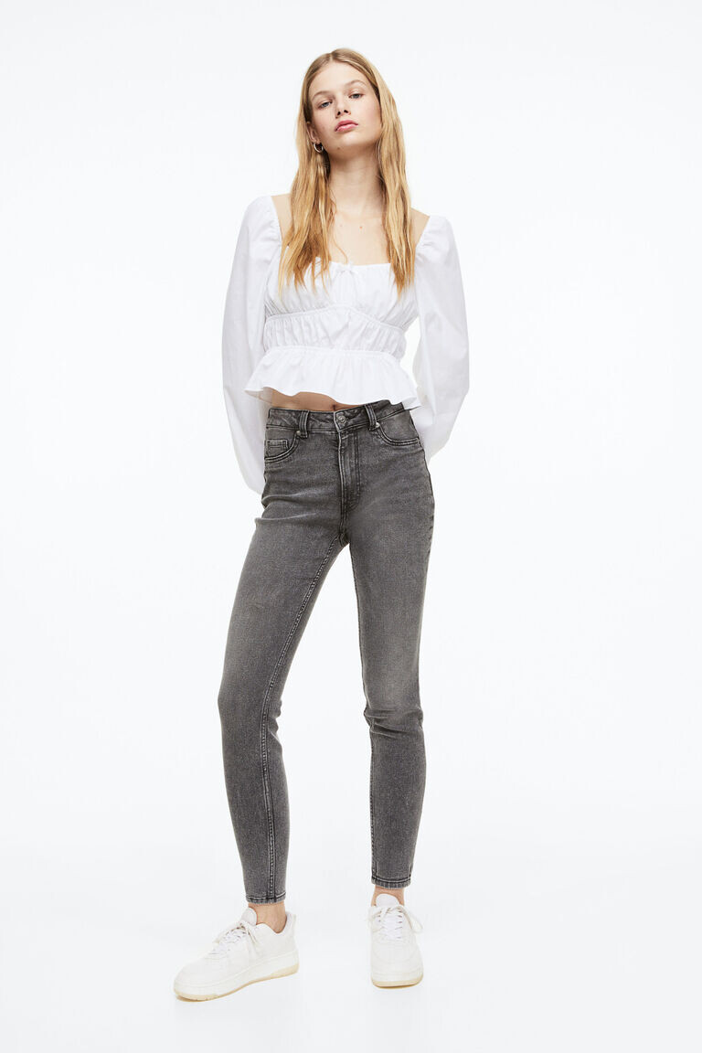 

Высокие джинсы скинни H&M, серый