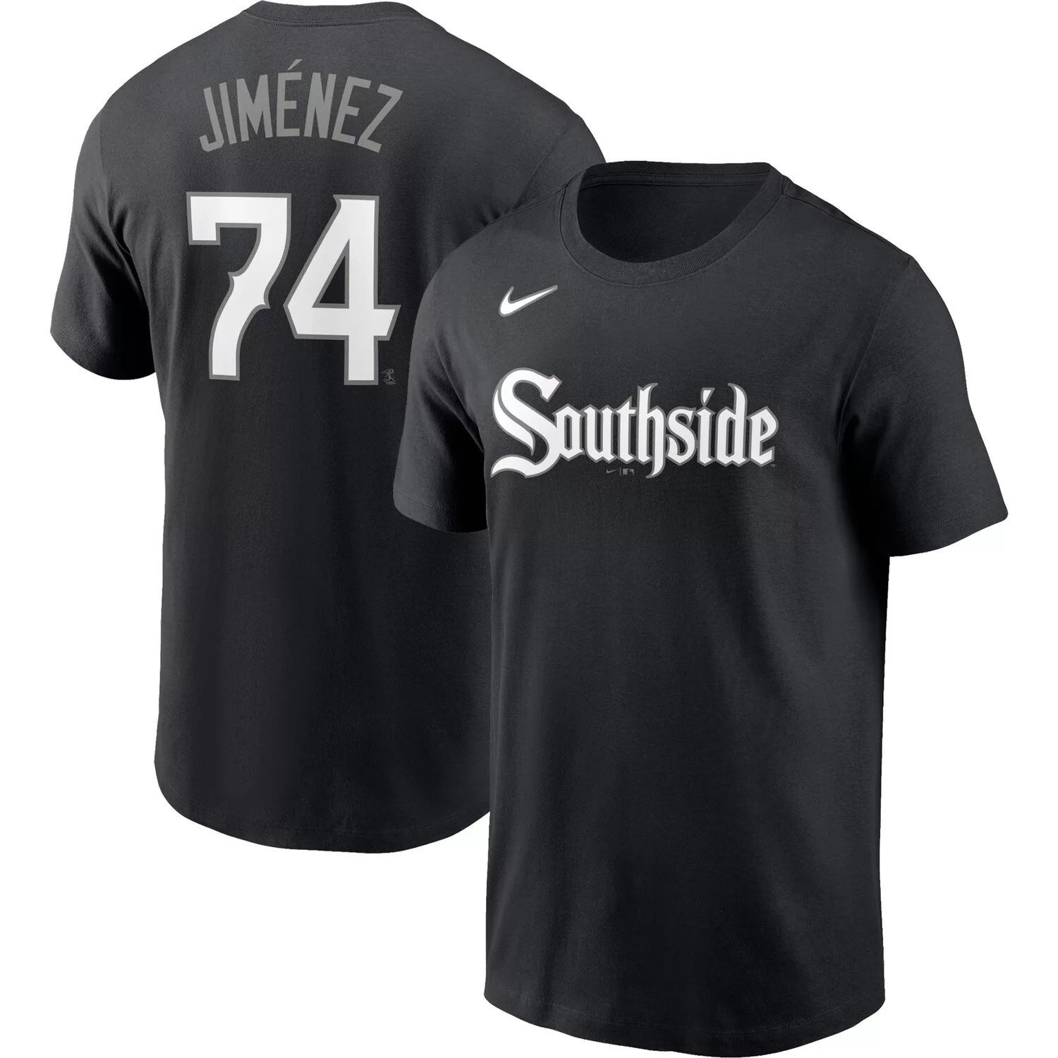 

Мужская черная футболка Eloy Jimenez Chicago White Sox 2021 City Connect с именем и номером Nike, Черный