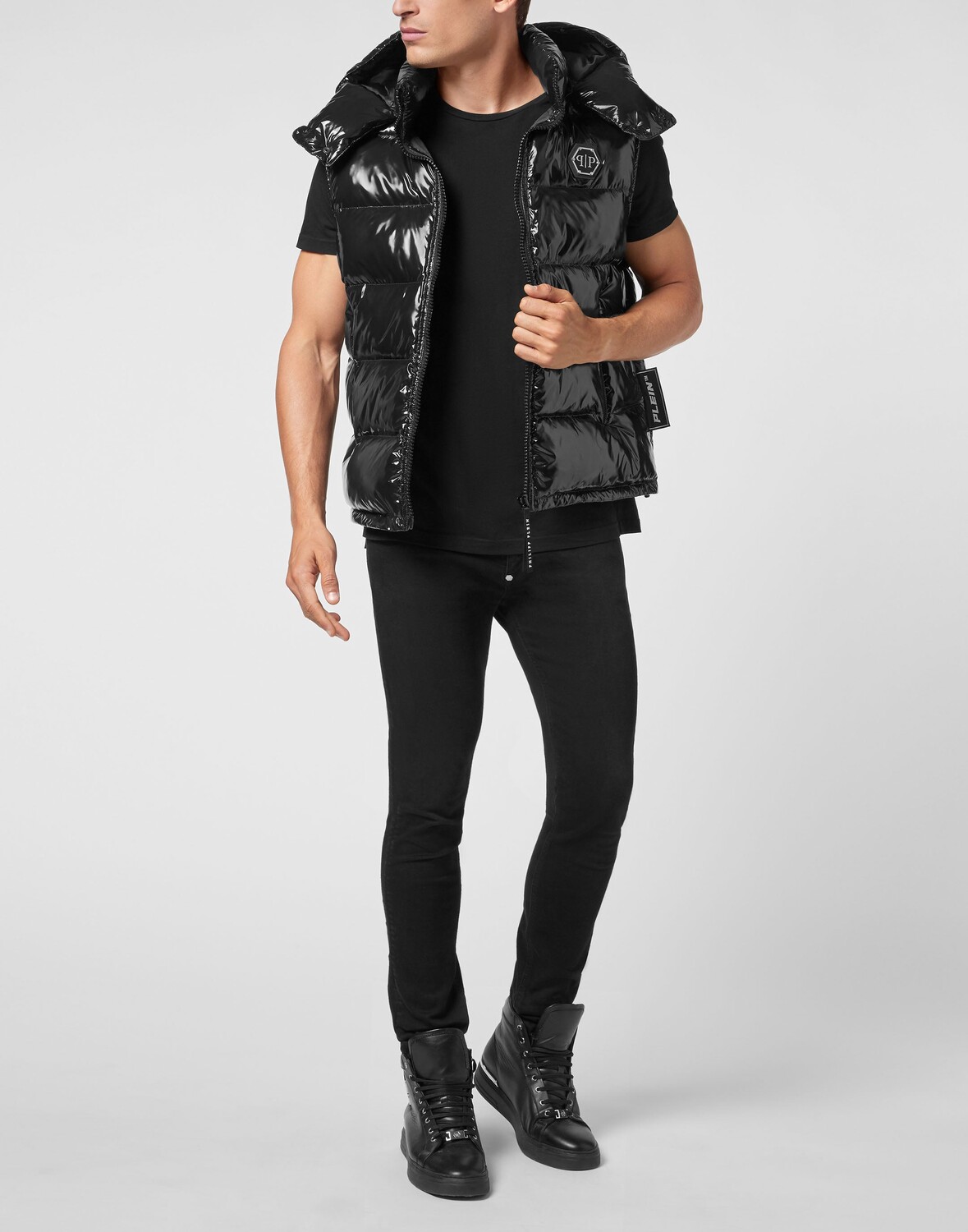 

Нейлоновый пуховик-жилет Philipp Plein, черный