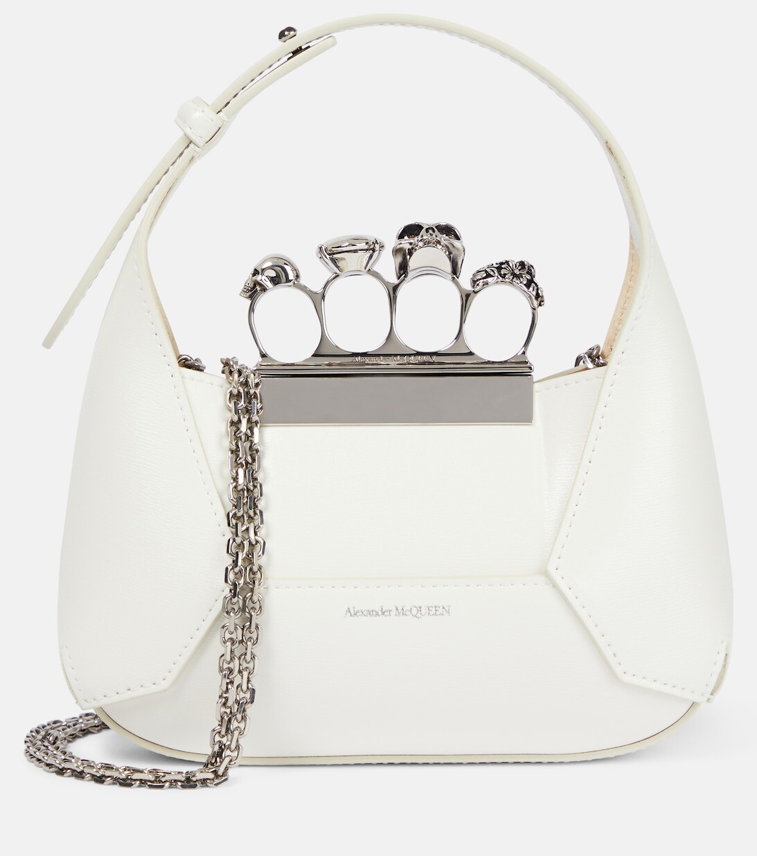 

Сумка-тоут из кожи с драгоценными камнями Alexander McQueen, белый