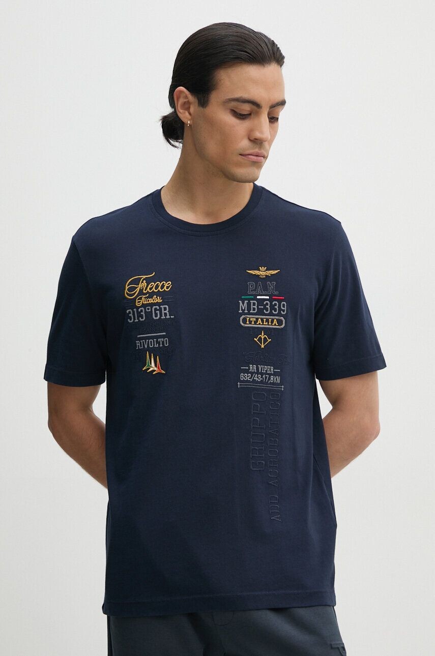 

Хлопковая футболка Aeronautica Militare, темно-синий